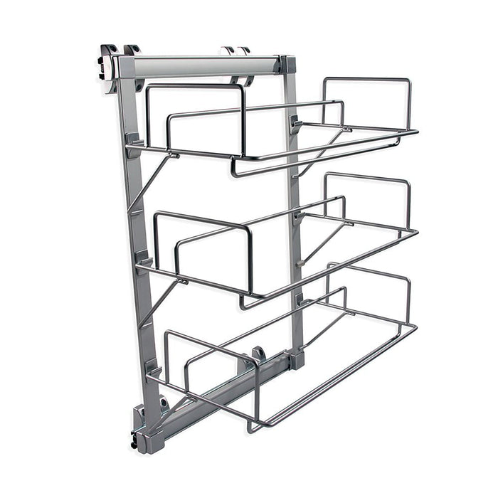 Schuh-Regal seitlich ausziehbar Keeper, Grau metallic, Stahl Kunststoff