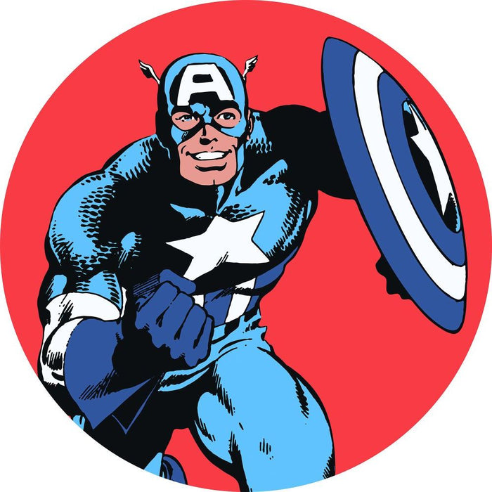 Komar | Selbstklebende Vlies Fototapete/Wandtattoo | Marvel PowerUp Captain America | Größe 125 x 125 cm