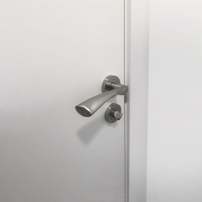 Satz von 5 Verurteilungen rer Rosette Innentüren, Durchmesser 50mm, Zamak, Nickel satiniert