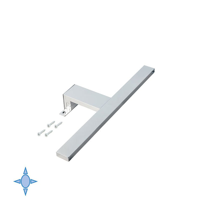 emuca LED-Anbauleuchte für Badspiegel, 300 mm, IP44, kaltes weißes Licht, Alumin