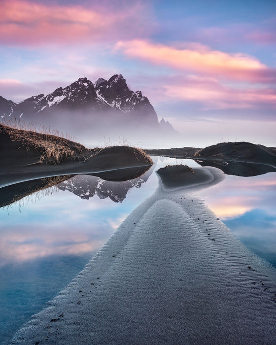 Vlies Fototapete | Glowing Vestrahorn | Größe 200 x 250 cm