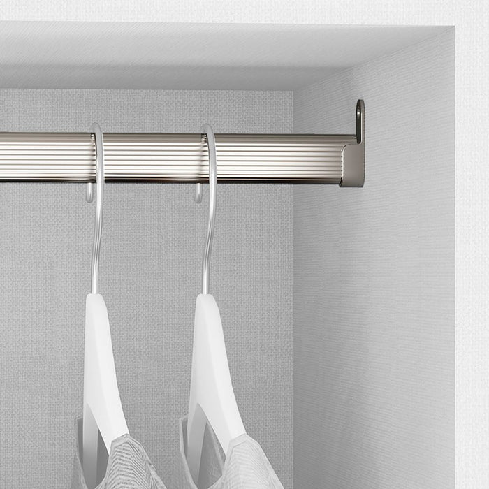 Satz von Schrankschienenset 2 x 0,75 m Halterungen, Aluminium Zamak, Matt eloxiert